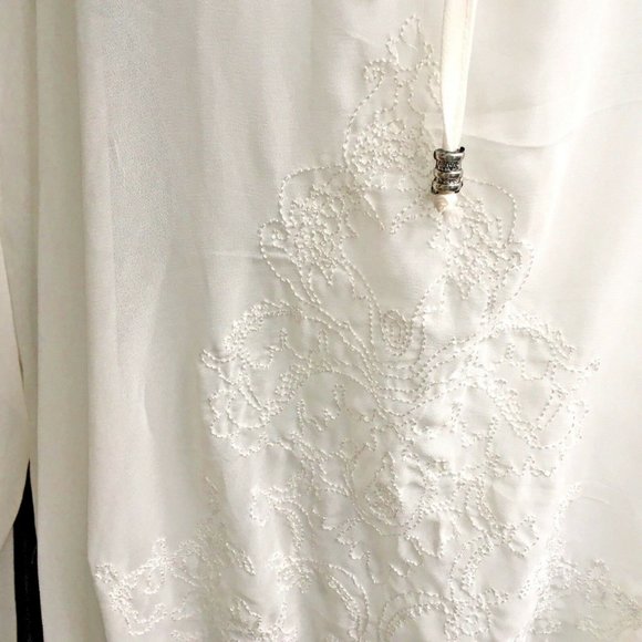 Lady Dutch Blouse L Long Sleeve Cream Sheer - Picture 2 of 6